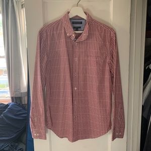 Red gingham long sleeve button down shirt